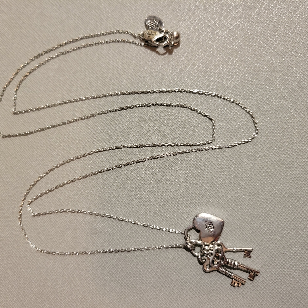 Juicy Couture Silver Heart and Key Pendant Necklace